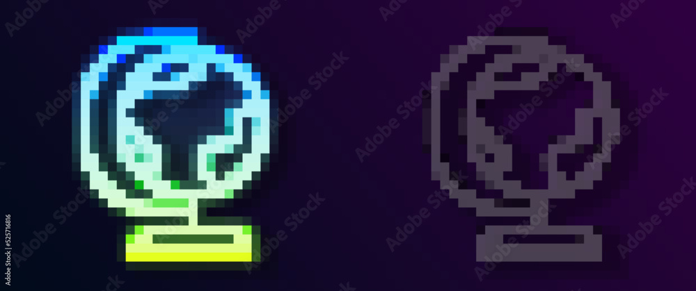 Glowing neon line Earth globe icon isolated on black background. Vector Glowing neon line Earth globe icon isolated on black background. Vector