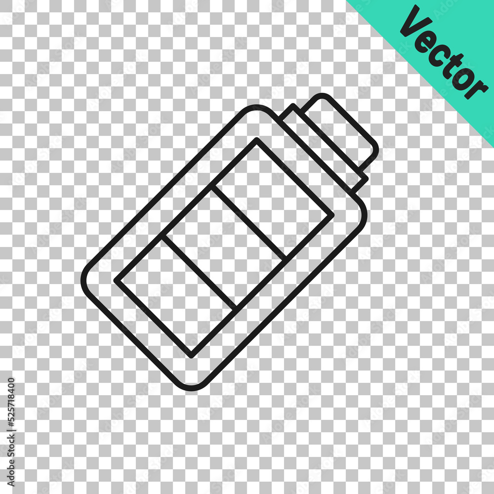 Black line Battery charge level indicator icon isolated on transparent background. Vector Black line Battery charge level indicator icon isolated on transparent background. Vector