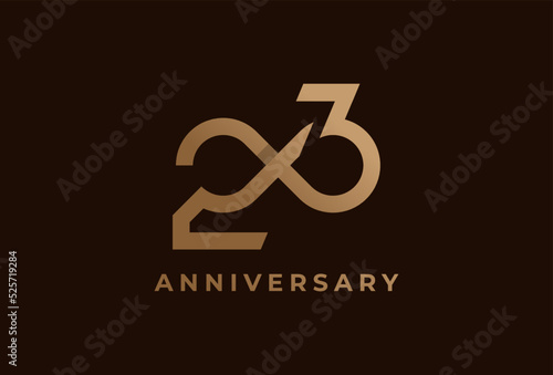 Abstract Number 23 Logo, Number 23 with infinity icon combination, can be used for birthday and business logo templates, flat design logo, vector illustration
