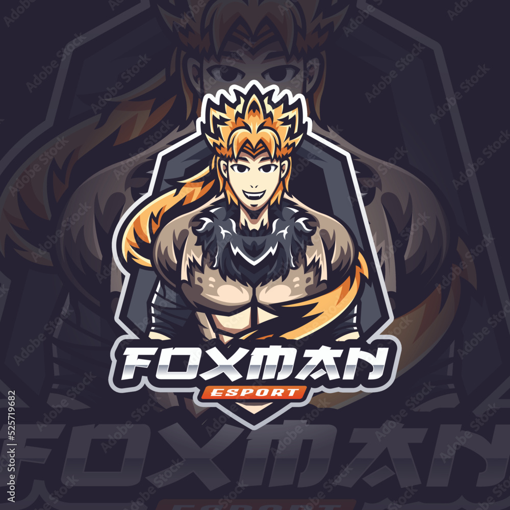 Fox Man Mascot Esport Logo Design Illustration For Gaming Club