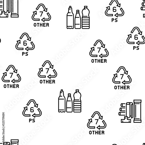 Plastic Waste Nature Environment vector seamless pattern