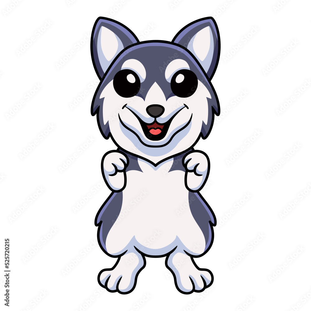 Cute siberian husky dog cartoon