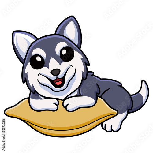 Fototapeta Naklejka Na Ścianę i Meble -  Cute siberian husky dog cartoon on the pillow