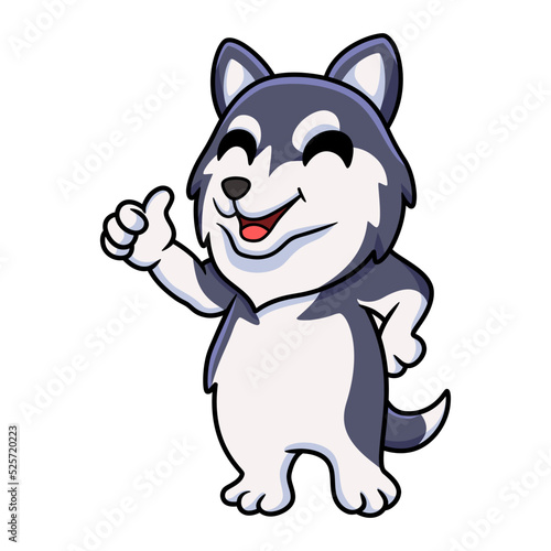 Cute siberian husky dog cartoon giving thumb up