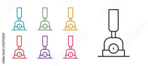 Set line Arrow for switching the railway icon isolated on white background. Old railway tracks. Set icons colorful. Vector