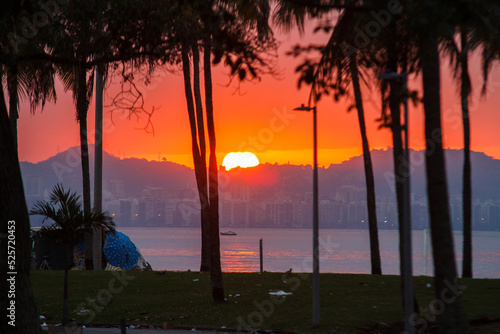 Sunrise at Flamengo Beach in Rio de Janeiro, Brazil. photo