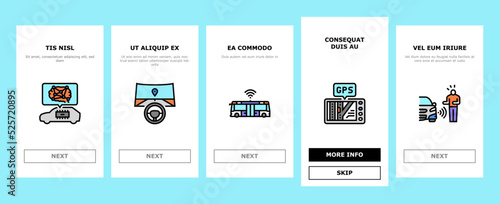 car self vehicle drive smart auto onboarding icons set vector