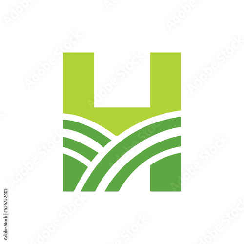 Letter H Agriculture Logo. Agro Farm Logo Based on Alphabet for Bakery, Bread, Cake, Cafe, Pastry, Home Industries Business Identity