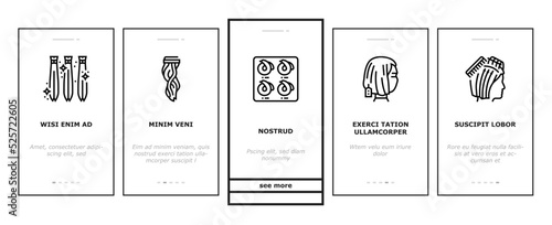 Hair Extension Salon Procedure onboarding icons set vector
