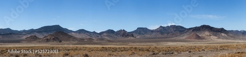 American Mountain Landscape in the desert. Sunny Cloudy Sky. Nevada, United States of America. Nature Background Panorama