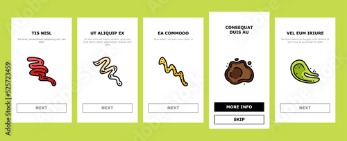 sauce ketchup food mayonnaise onboarding icons set vector
