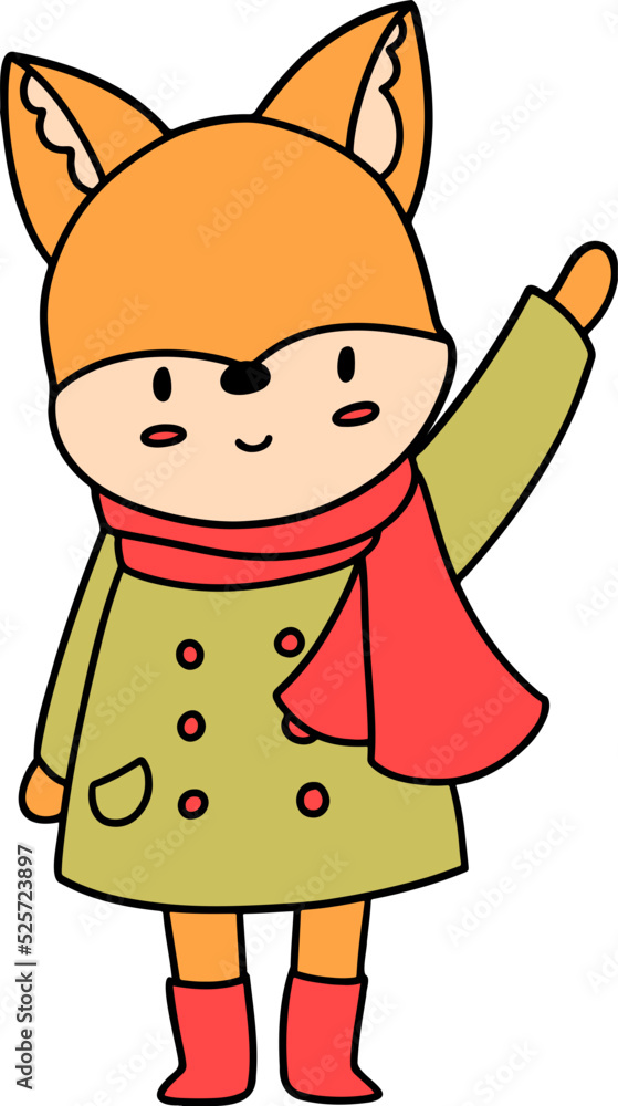Cute Christmas Fox, Autumn or Fall Animal, illustration