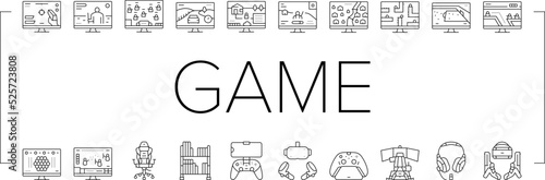 Video Game Electronic And Device Icons Set Vector
