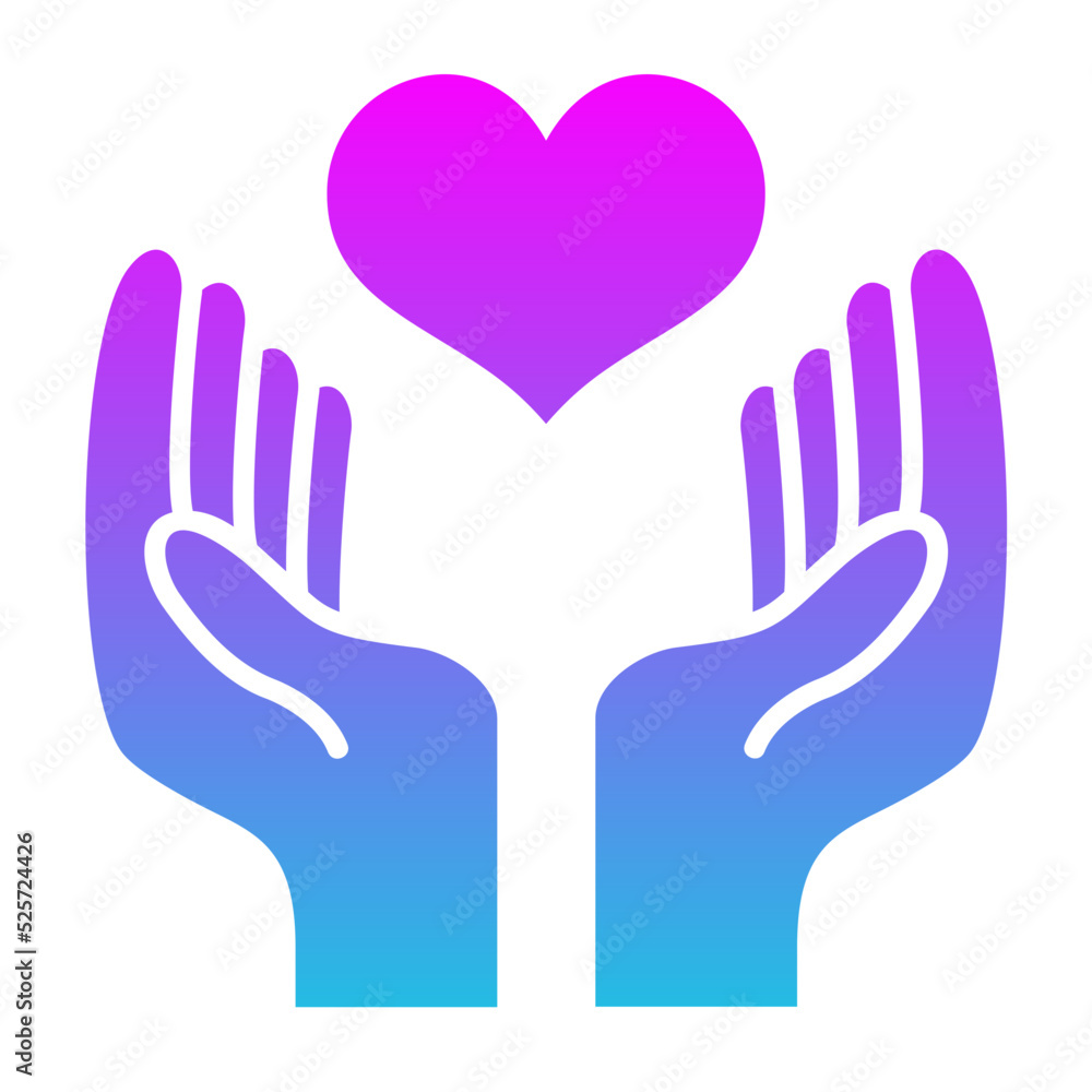 Hand With Heart Glyph Gradient Icon Hand With Heart Glyph Gradient Icon