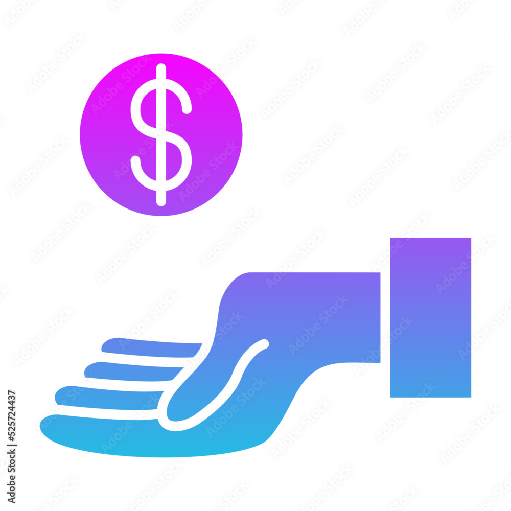 Hand Holding Coin Glyph Gradient Icon Hand Holding Coin Glyph Gradient Icon