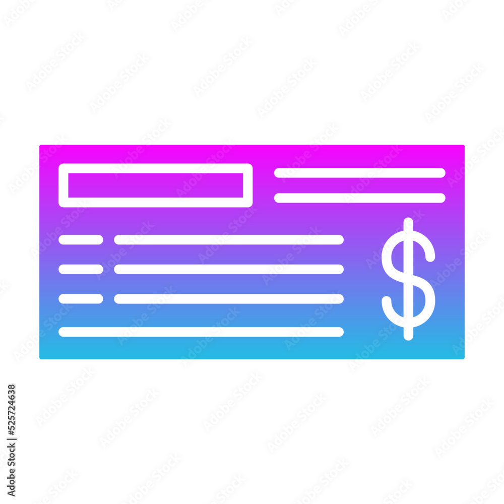 Cheque Glyph Gradient Icon Cheque Glyph Gradient Icon