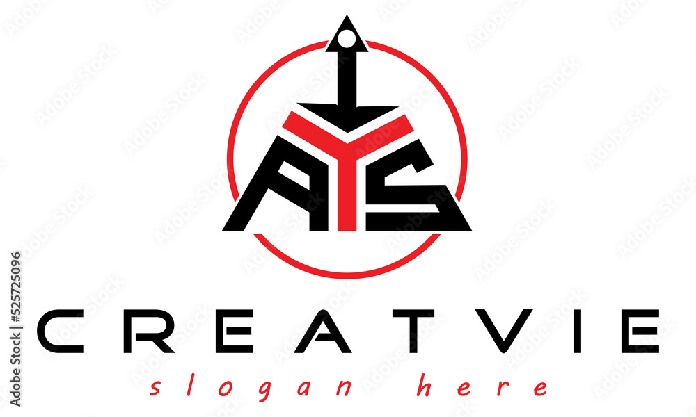 AIS three letter creative triangle shape in circle logo design vector ...