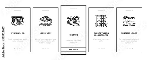 Africa Continent Nation Treasure onboarding icons set vector