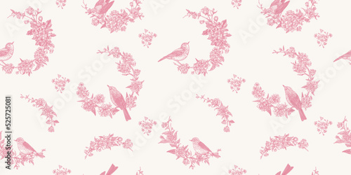 Seamless floral pattern with wreaths.