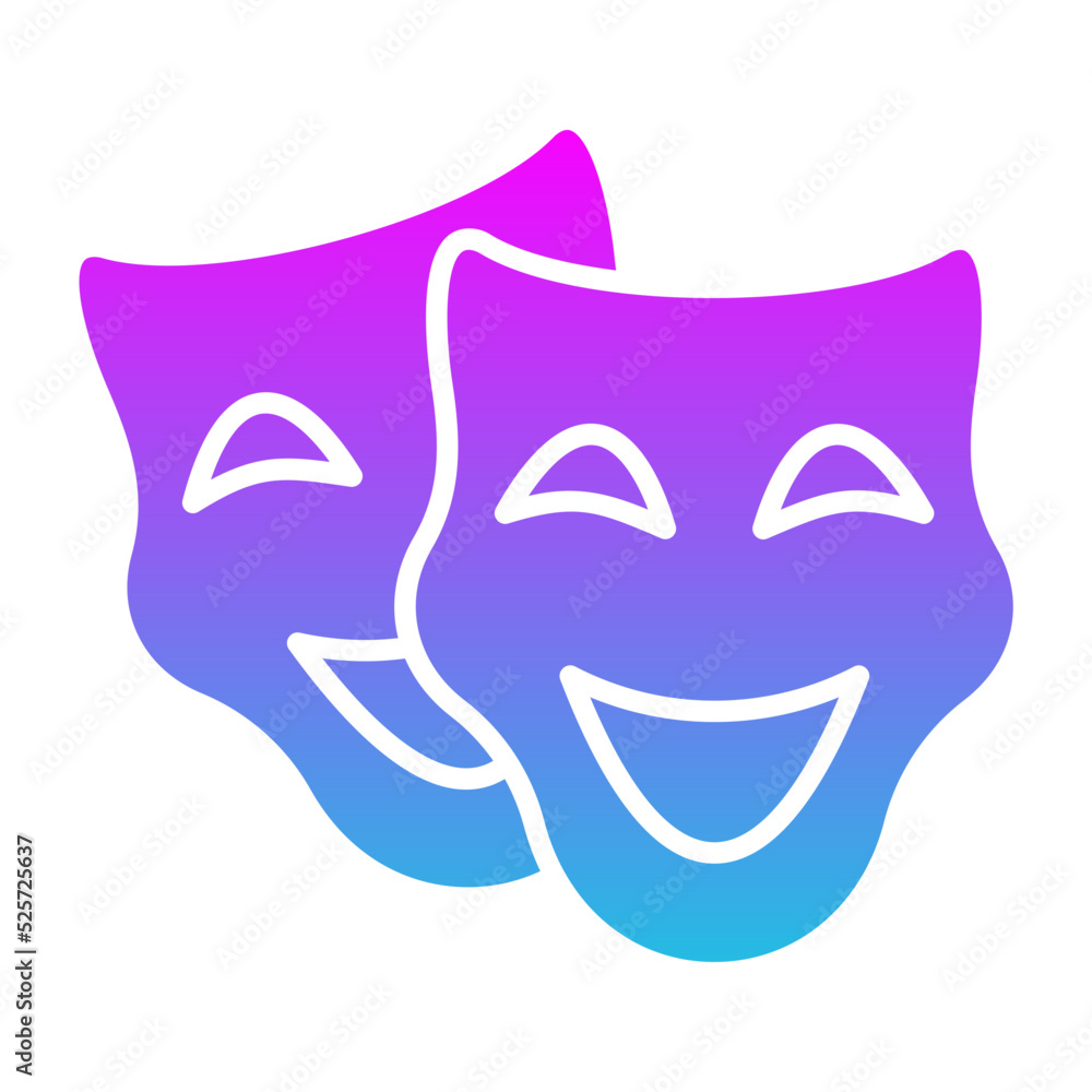 Theater Masks Glyph Gradient Icon Theater Masks Glyph Gradient Icon