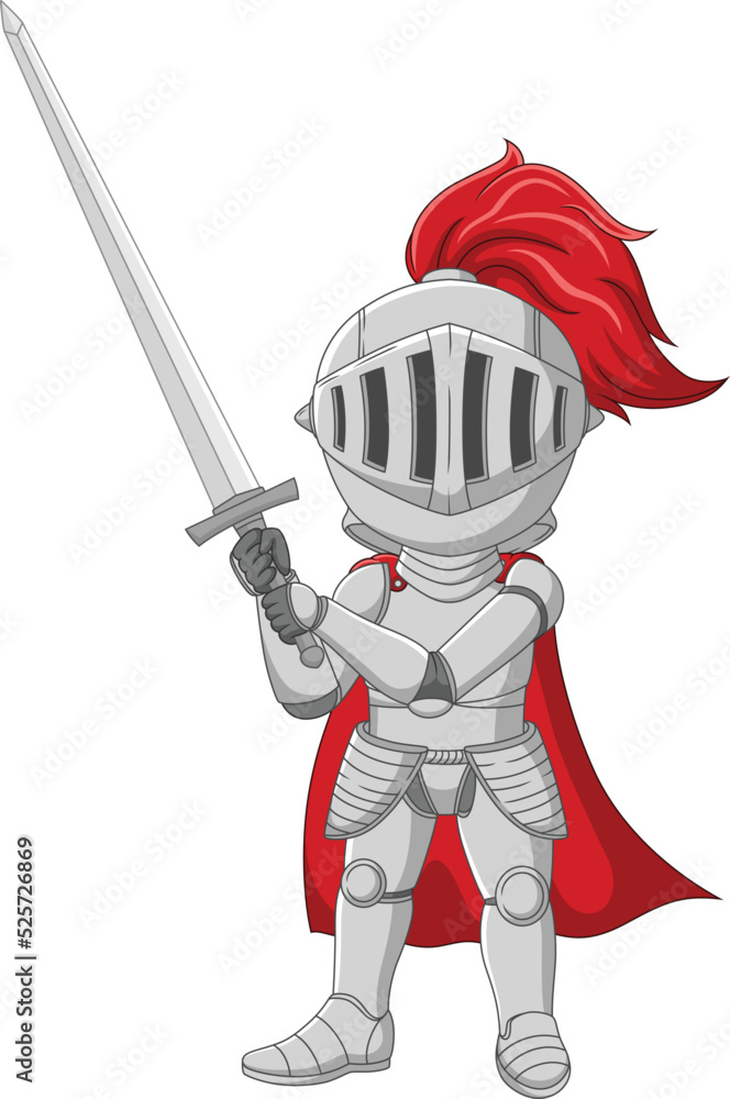 Cartoon knight holding a sword Stock Vector Adobe Stock