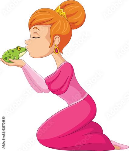 Cartoon princess kissing a frog