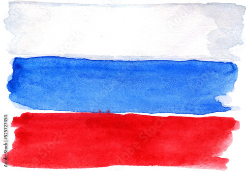 Watercolor Russia Russian flag 3 three color isolated art