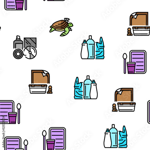 Plastic Waste Nature Environment vector seamless pattern