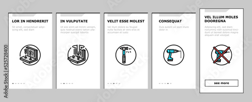 assembly furniture instruction onboarding icons set vector