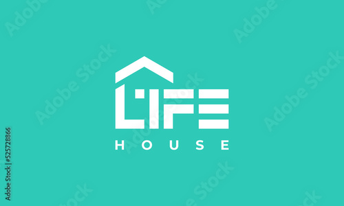 illustration vector graphic logo design, modern minimalist typography logo life house, real estate logo
