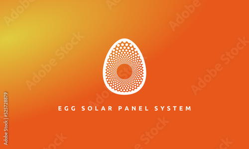 illustration vector graphic logo design, pictogram logo combination egg shape and solar panel system with orange color