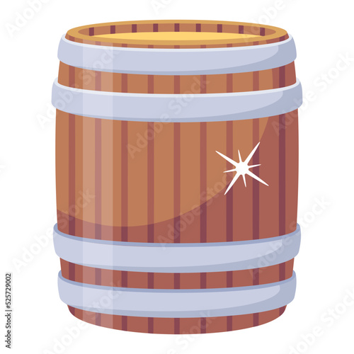 Wine barrel in oak wood for wine storage 