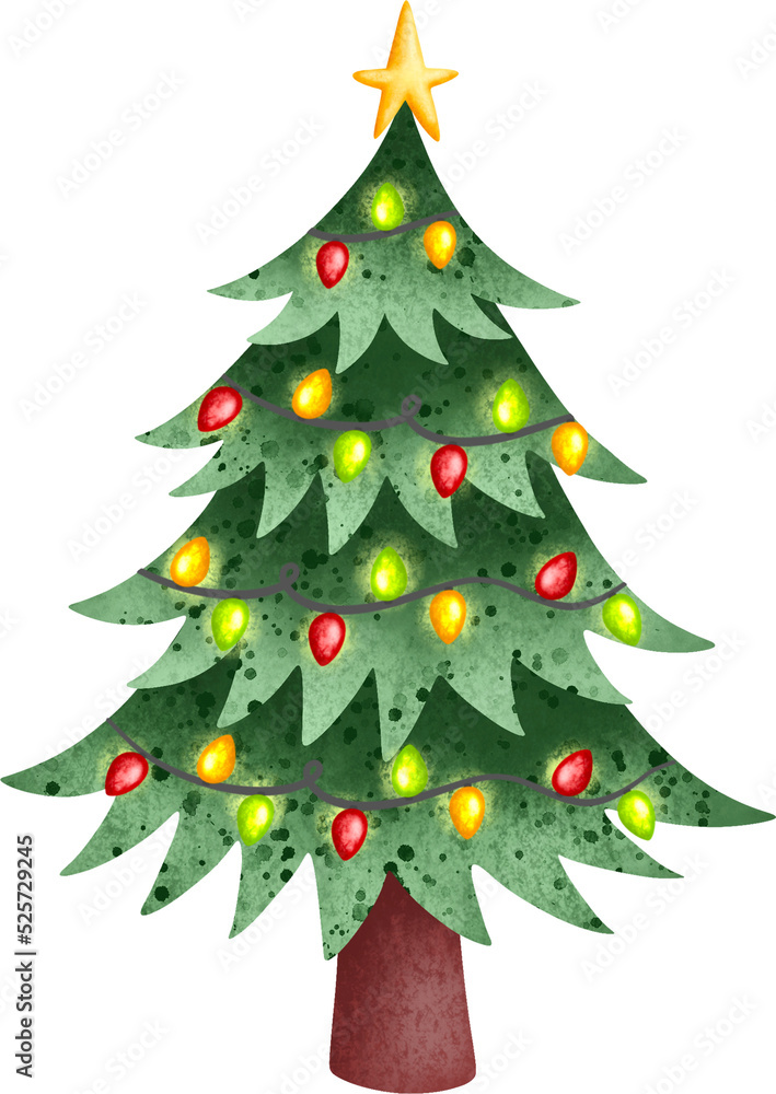 Chrismas tree and ornaments illustration Chrismas tree and ornaments illustration