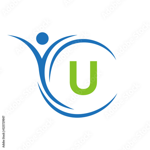 Initial Letter U Healthcare Logo. Doctor Logo Sign, Medical Pharmacy Plus Symbol Design