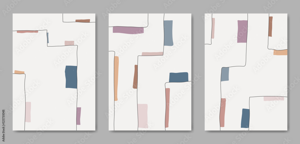 Set of three Abstract Aesthetic mid century modern shape Contemporary boho poster cover template. Minimal and natural Illustrations for art print, postcard, wallpaper, wall art Set of three Abstract Aesthetic mid century modern shape Contemporary boho poster cover template. Minimal and natural Illustrations for art print, postcard, wallpaper, wall art