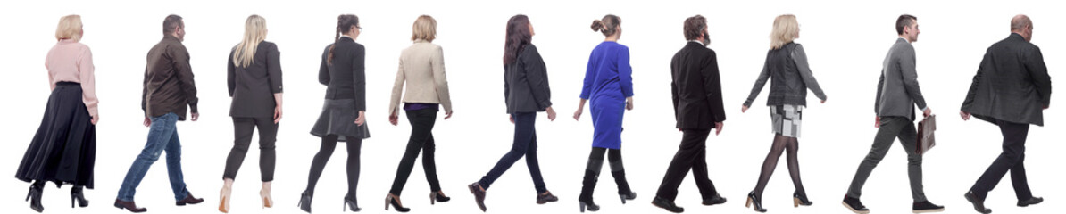 group of successful business people in motion isolated