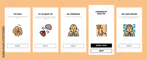 Reflex Of Human Neurology System onboarding icons set vector