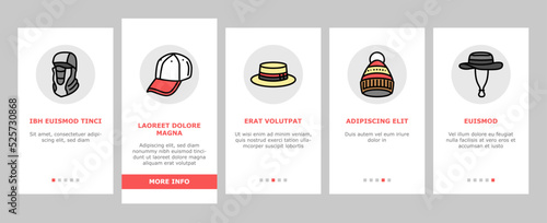 hat cap head man safety fashion onboarding icons set vector