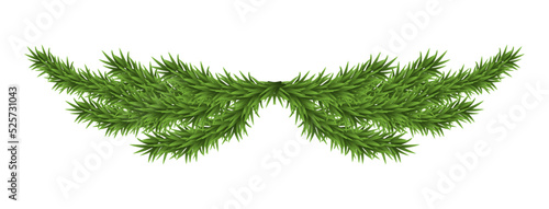 Greenery Christmas Garland. Merry Christmas wreath with fir branches isolated on white background. Vector decoration design