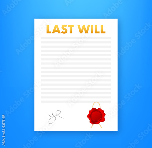 Notary Last will. Funeral ceremony. Vector stock illustration.