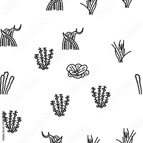 Aquatic Seaweed Natural Plant vector seamless pattern