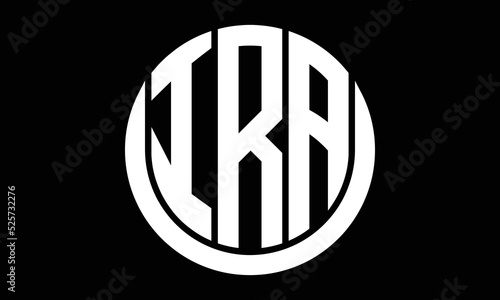 IRA three letter circle logo design vector template.  monogram symbol on black & white.