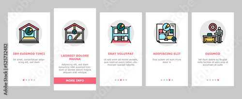 room interior design home modern onboarding icons set vector
