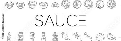 sauce ketchup food mayonnaise icons set vector