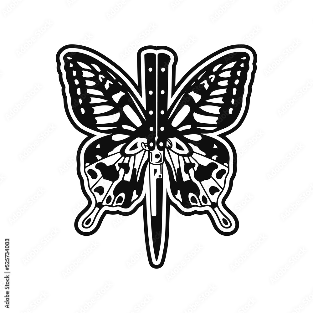 vector illustration of a butterfly with a knife vector illustration of a butterfly with a knife