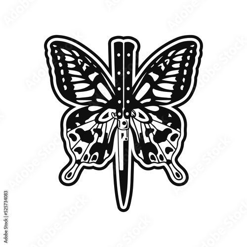 vector illustration of a butterfly with a knife