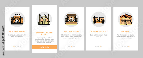 Africa Continent Nation Treasure onboarding icons set vector