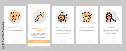 Ingrown Hair Problem Treatment onboarding icons set vector