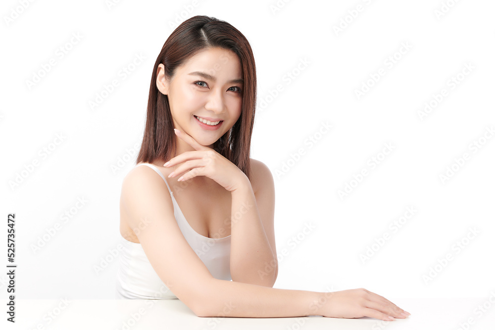 Beautiful young asian woman with clean fresh skin on white background, Face care, Facial treatment, Cosmetology, beauty and spa, Asian women portrait. Beautiful young asian woman with clean fresh skin on white background, Face care, Facial treatment, Cosmetology, beauty and spa, Asian women portrait.