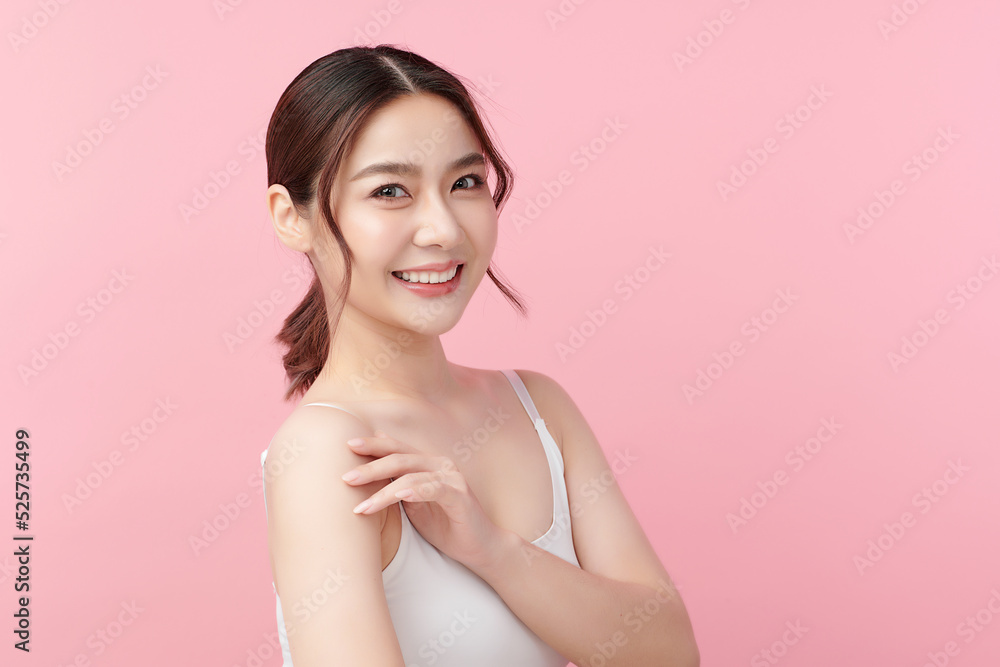 Beautiful young asian woman with clean fresh skin on pink background, Face care, Facial treatment, Cosmetology, beauty and spa, Asian women portrait. Beautiful young asian woman with clean fresh skin on pink background, Face care, Facial treatment, Cosmetology, beauty and spa, Asian women portrait.